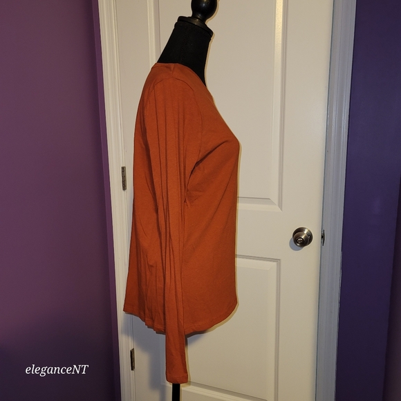 Time and Tru Women's Long Sleeve Orange Shirt Sz: M NWT - Picture 3 of 7